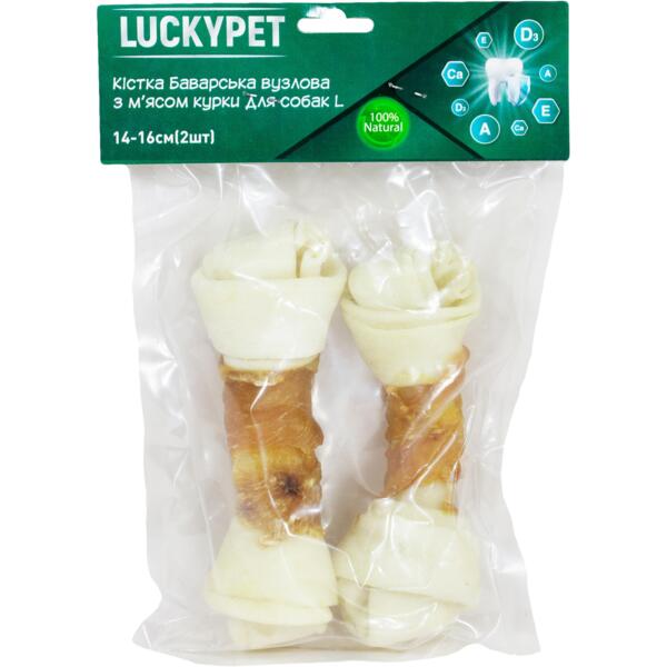

Лакомства для собак Lucky Pet Кость Баварская узловая №3 L с мясом курицы 14-16 см 2 шт