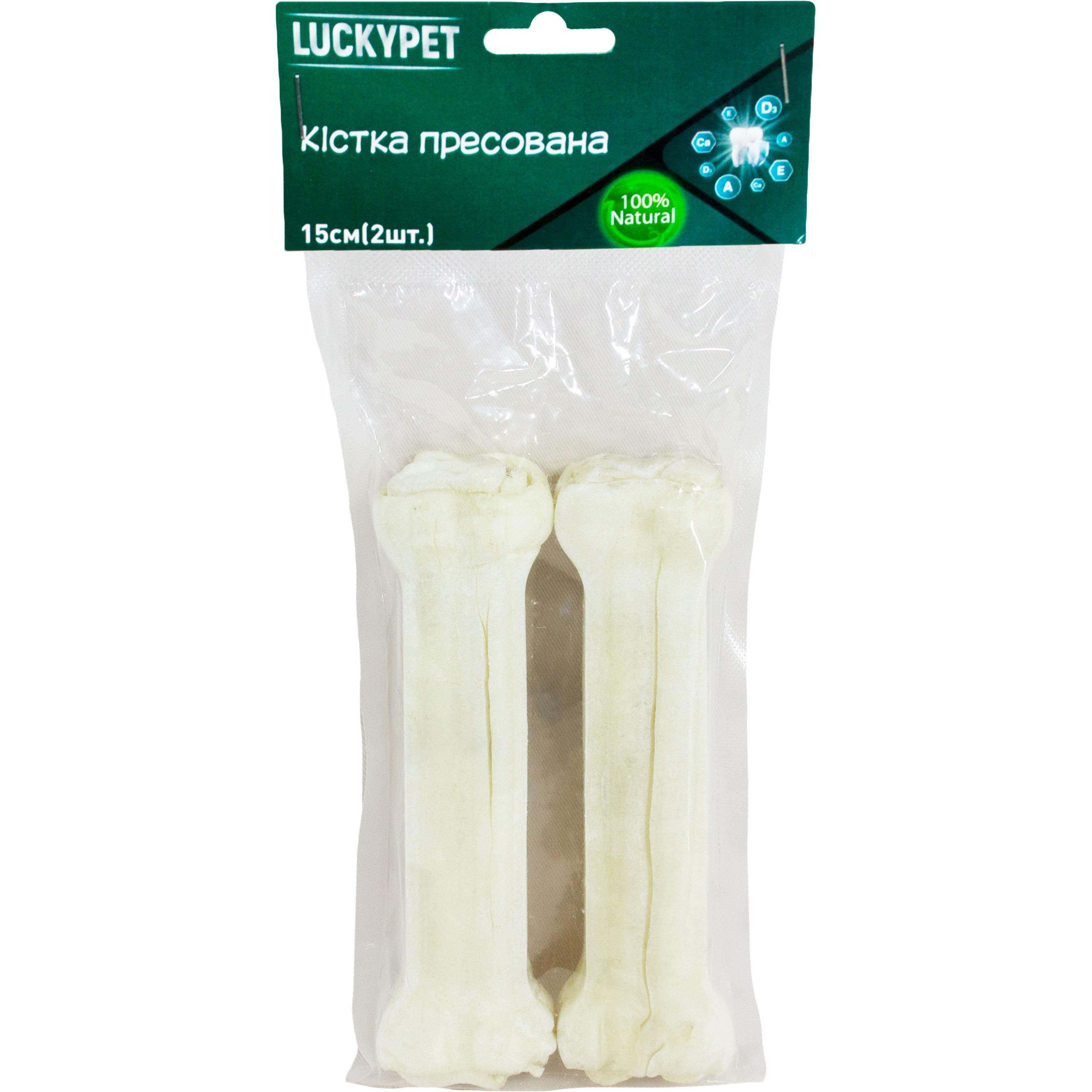 Лакомства для собак Lucky Pet Кость прессованная 15 см 2 шт фото 1