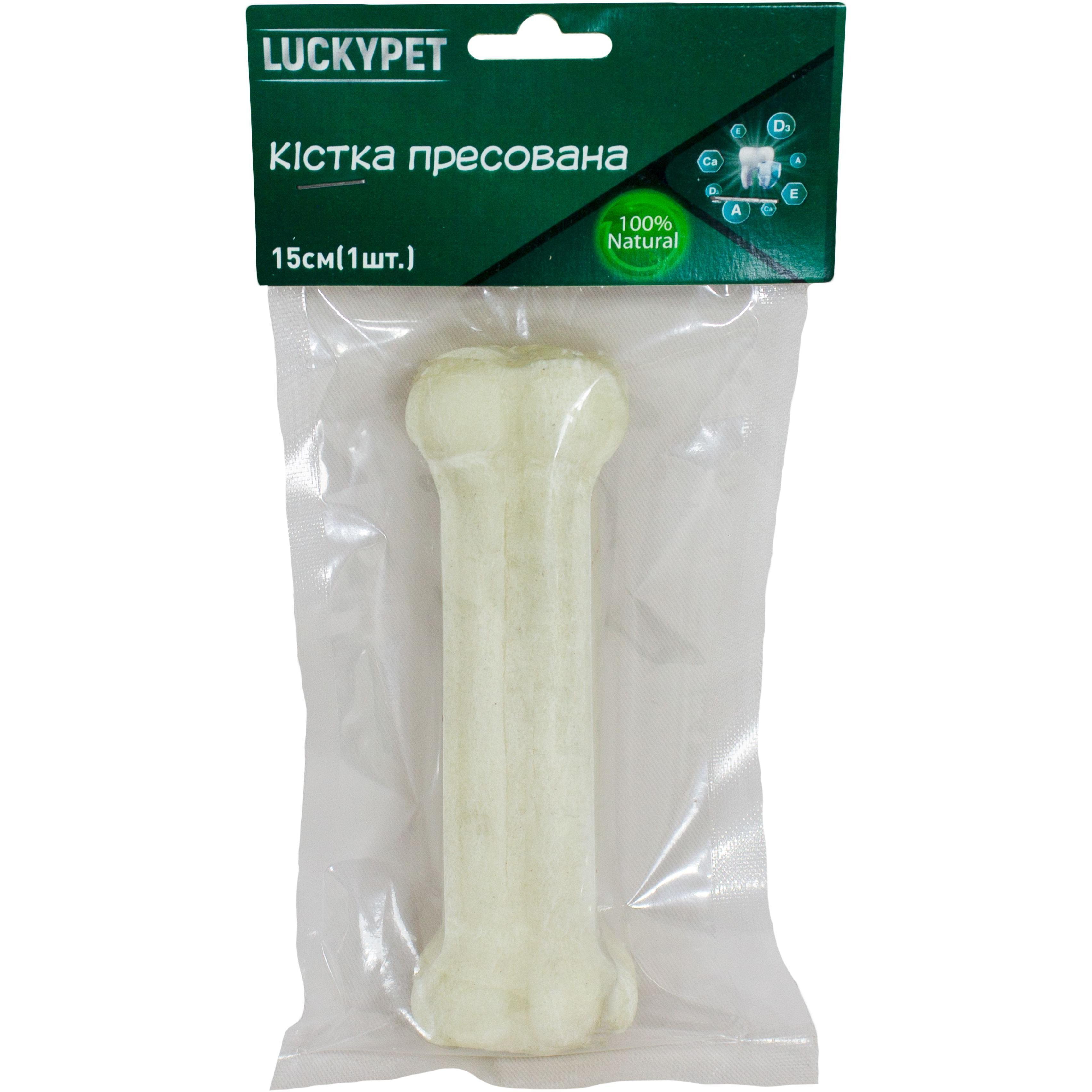 Лакомства для собак Lucky Pet Кость прессованная 15 см 1 шт фото 1