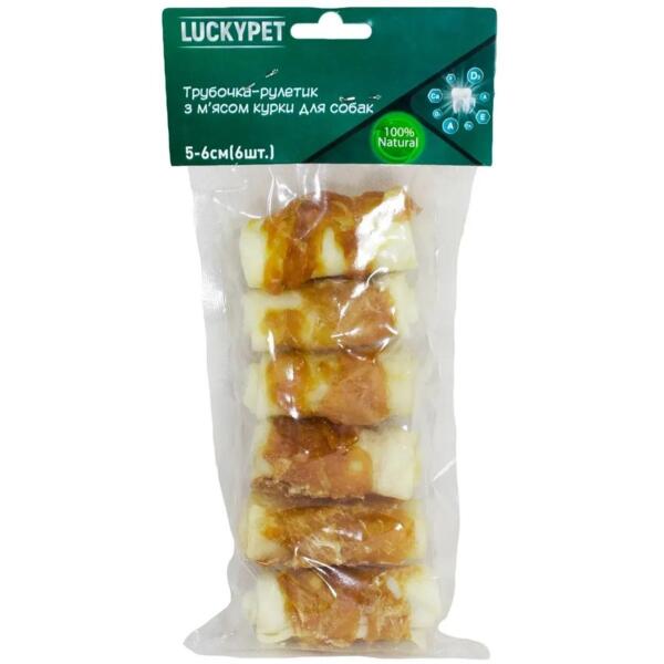 

Лакомства для собак Lucky Pet Трубочка рулетик №2 с мясом курицы 5-6 см 6 шт