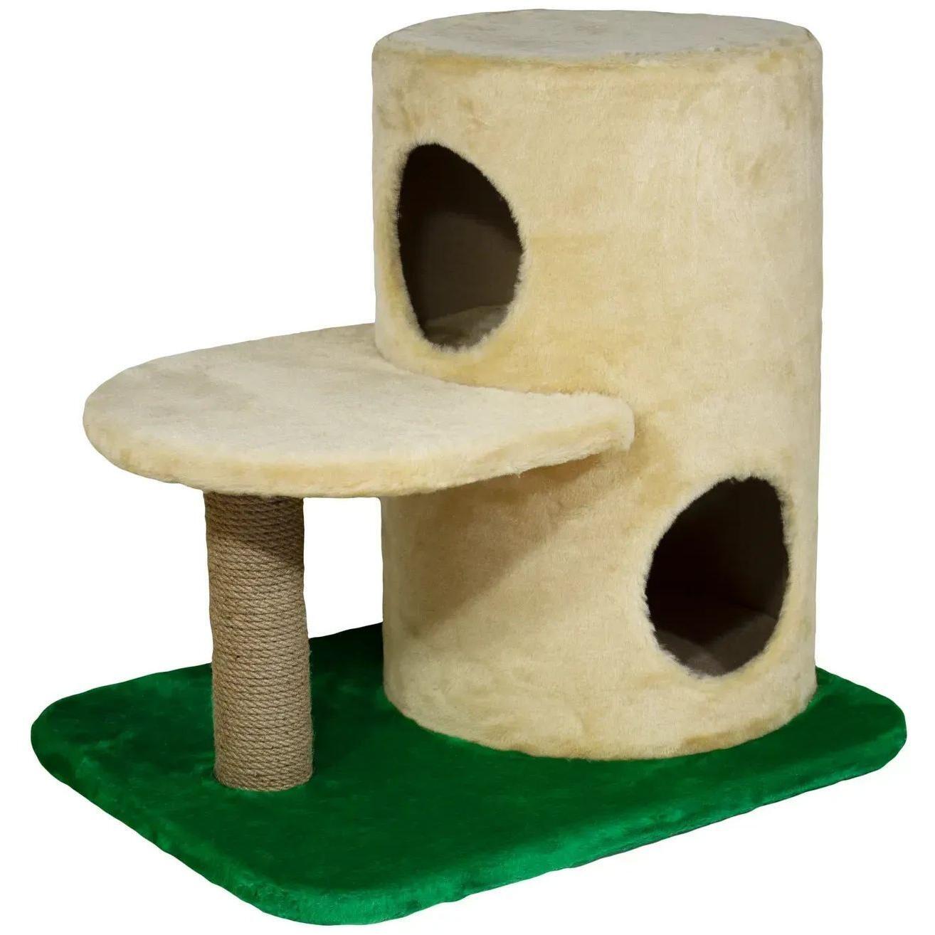 Когтеточка-домик Lucky Pet сизалевый Башня Бежевая 54x57x45 см фото 1