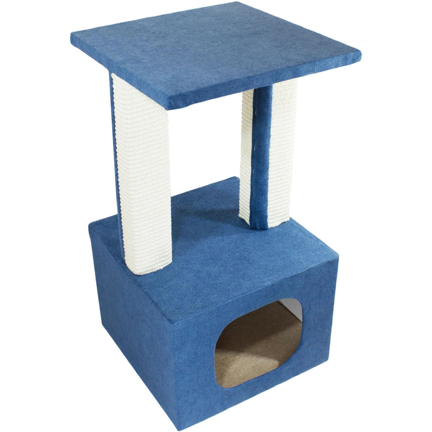 Когтеточка-домик Lucky Pet Грот Люкс синий 33x33x64 см фото 