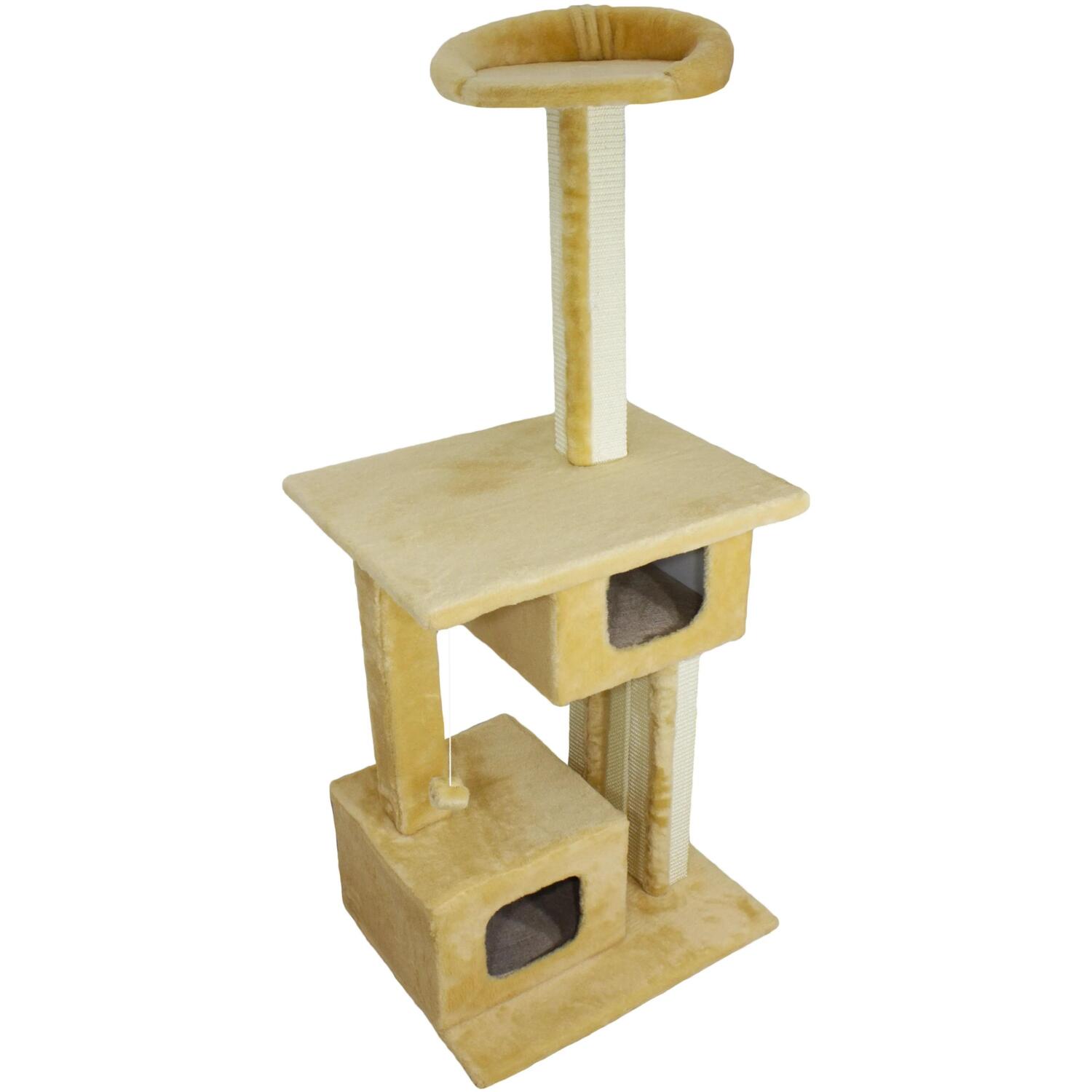 Когтеточка-домик Lucky Pet Говерла мех бежевый 54x54x129 см фото 