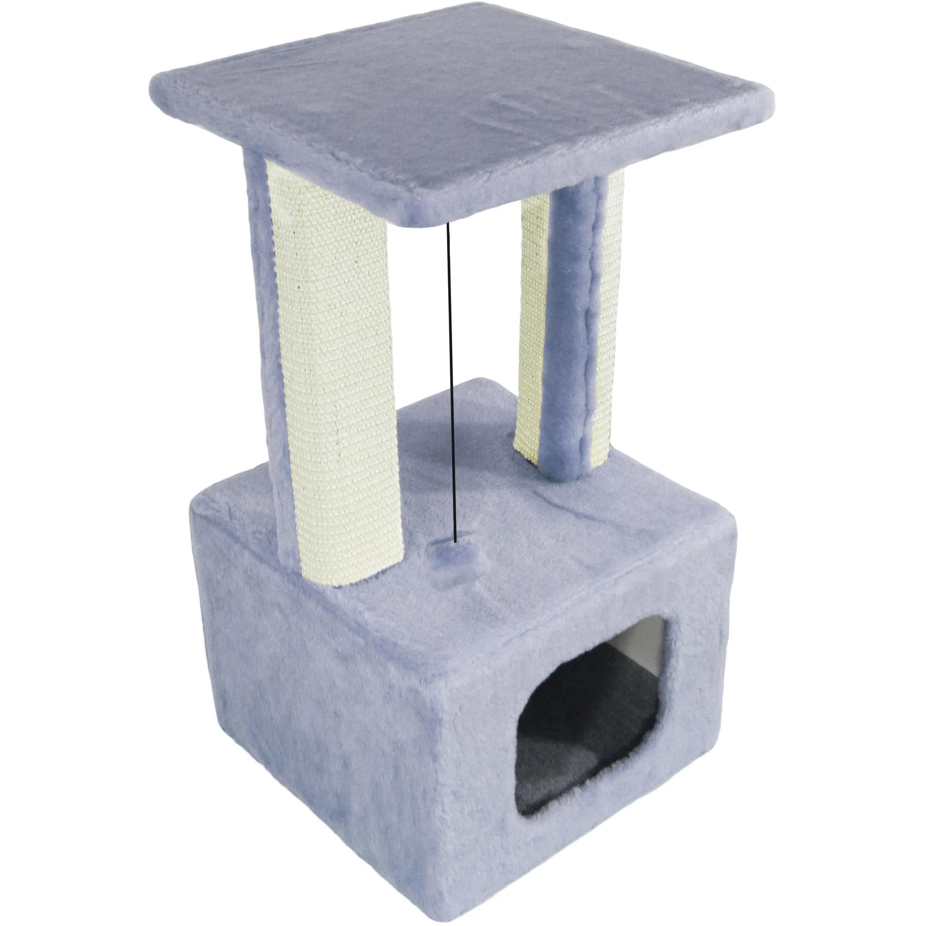 Когтеточка-домик Lucky Pet Грот Люкс мех серый 33x33x67 см фото 1