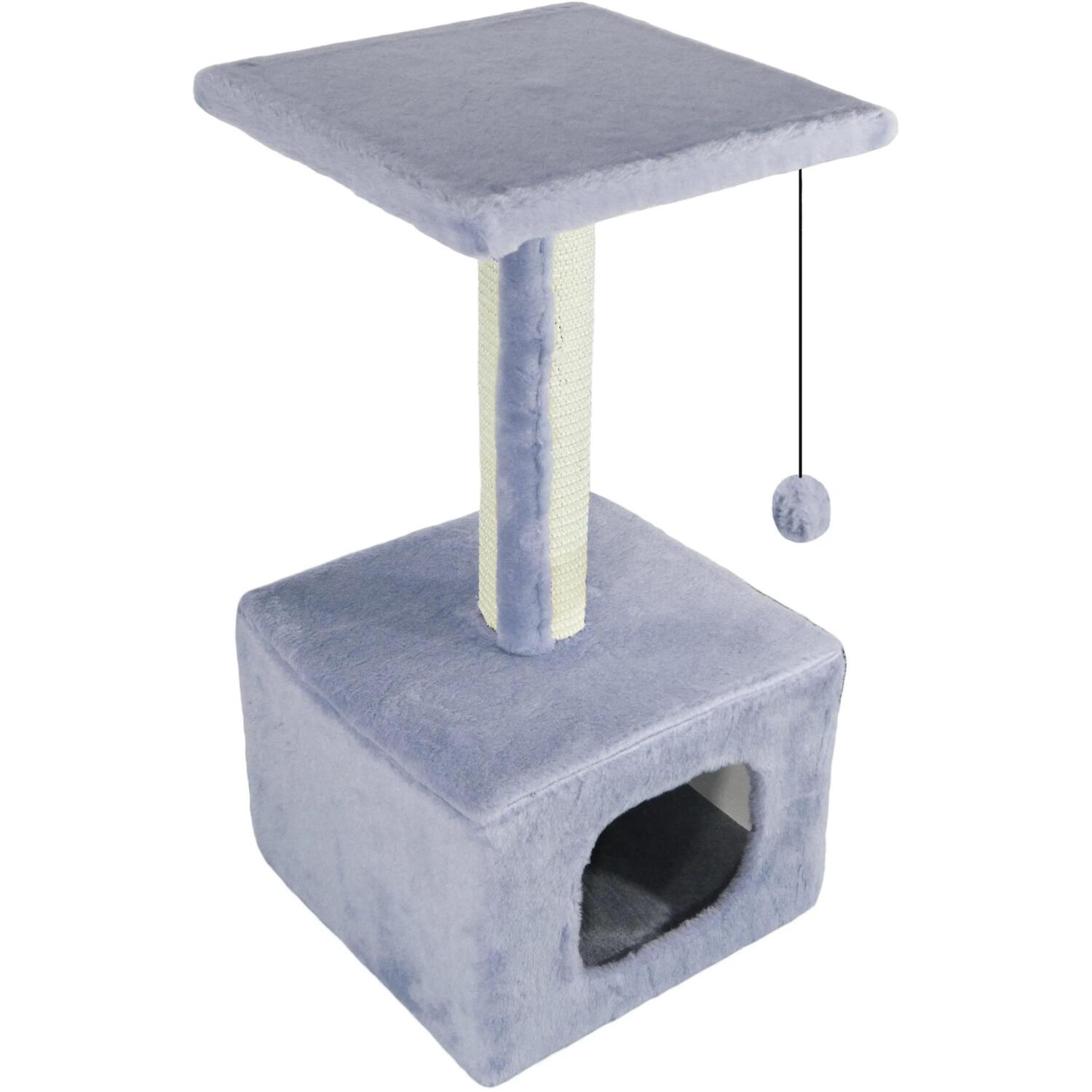 Дряпка-будинок Lucky Pet Грот хутро сірий 33x33x67 смфото