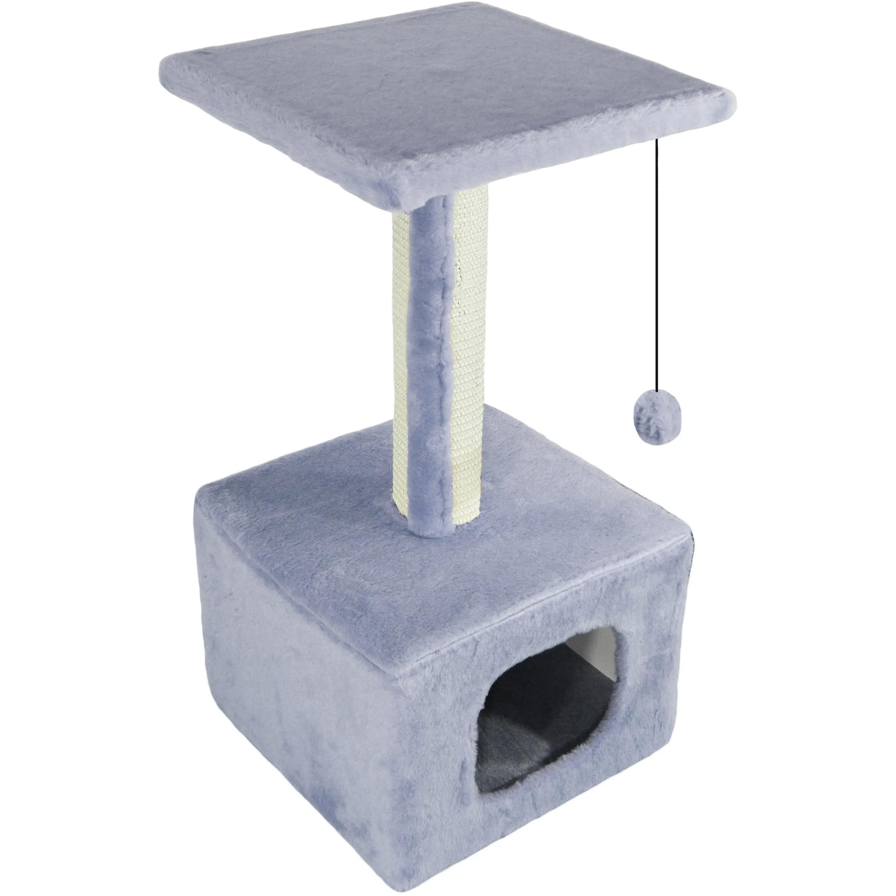 Дряпка-будинок Lucky Pet Грот хутро сірий 33x33x67 смфото1