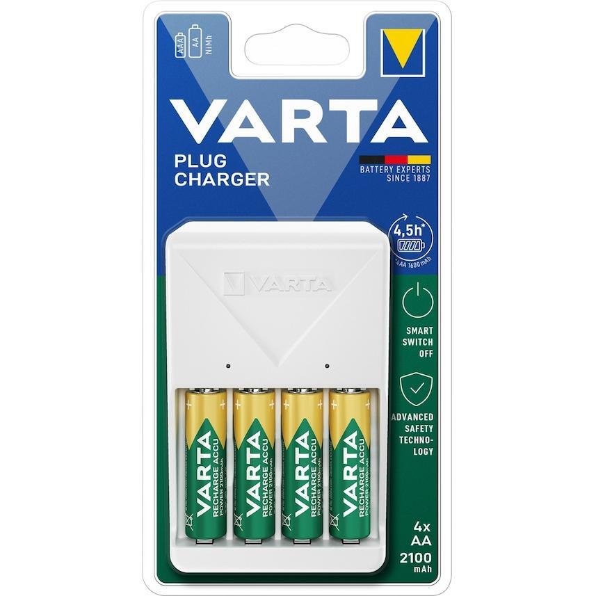 Зарядний пристрій Varta Plug Charger + Акумулятор NI-MH AA2100 мАч 4 шт. (57657101451)фото