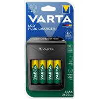 Зарядное устройство LCD Varta Plug Charger + Аккумулятор NI-MH AA2600 мАч 4 шт. (57687101461)