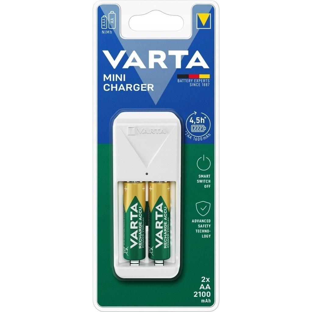 Зарядний пристрій Varta Mini Charger + Акумулятор NI-MH AA2100 мАч 2 шт. (57656101451)фото1