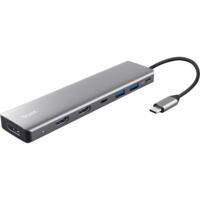 Адаптер Trust Dalyx 7in1 USB-C - 2xUSB-А 3.2/2xUSB-С/2xHDMI/Display Port, 0.16m, Gray