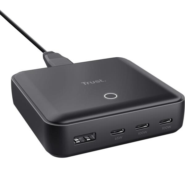 Зарядное устройство сетевое Trust Maxo 100Вт, 3xUSB-C/USB-A ,PD, Black