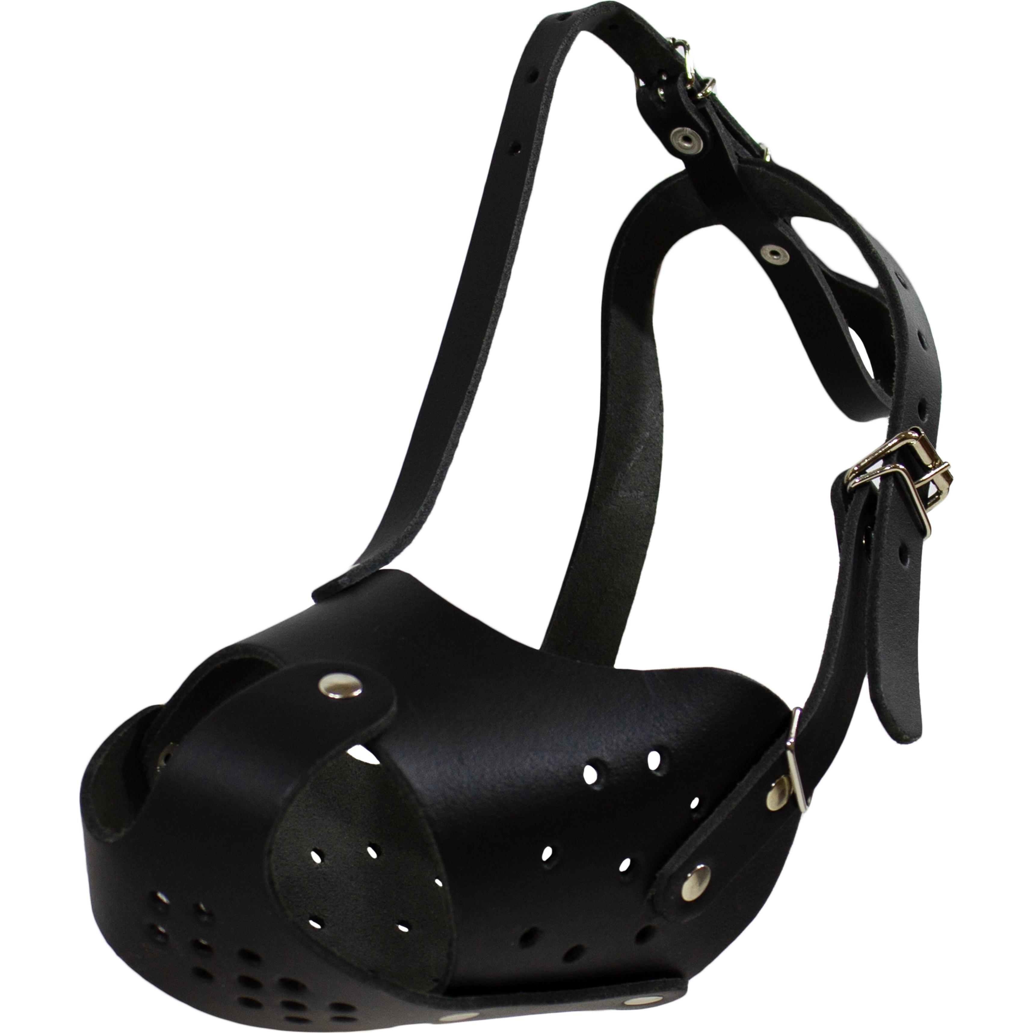 Намордник Lucky Pet Стафф шкіряний суцільний чорний 28см/9смфото1