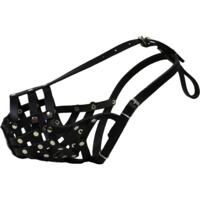 Намордник Lucky Pet Ротвейлер, питбуль кожаный полосатый черный 38см/9см