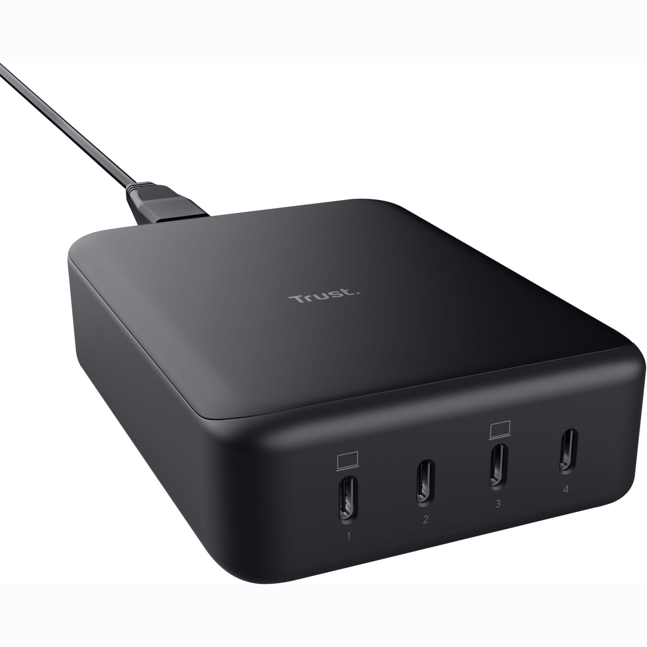 Зарядное устройство сетевое Trust Maxo 240Вт,GaN, 4xUSB-C,PD, Black фото 1