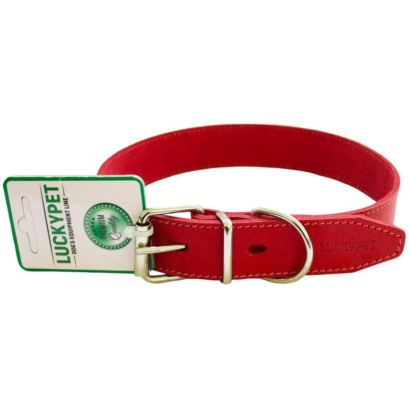 Ошейник Lucky Pet кожаный прошитый красный 2,0/32-42см фото 1