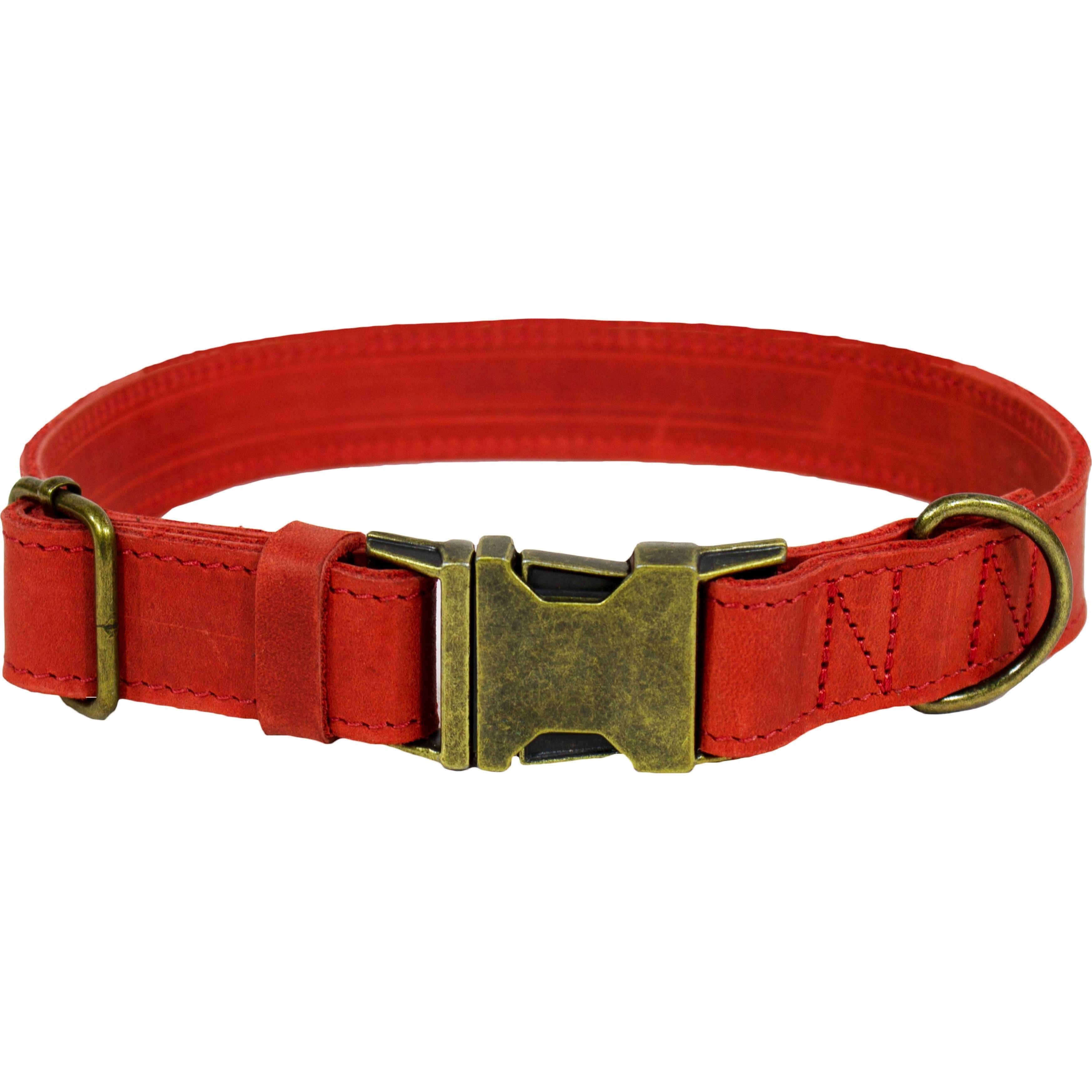 Ошейник Lucky Pet кожаный двойной фурнитура красный 2,5/35-45см фото 1
