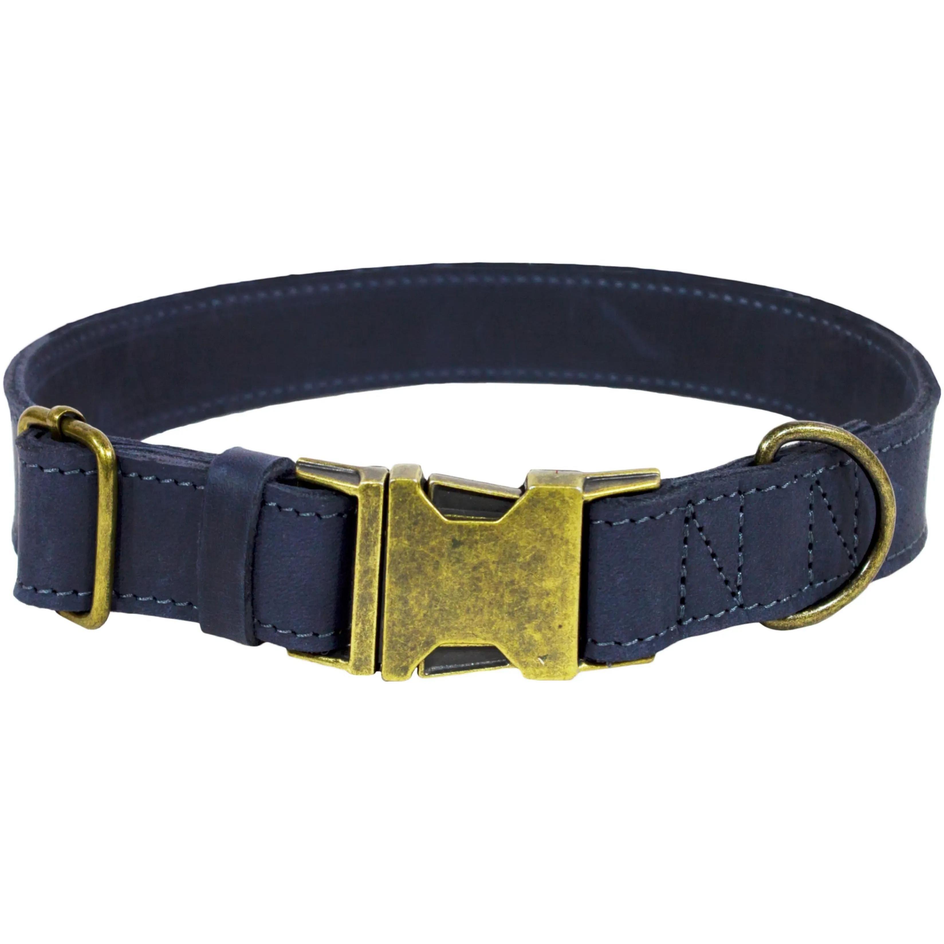 Нашийник Lucky Pet шкіряний подвійний фурнітура синій 2,5/35-45смфото1