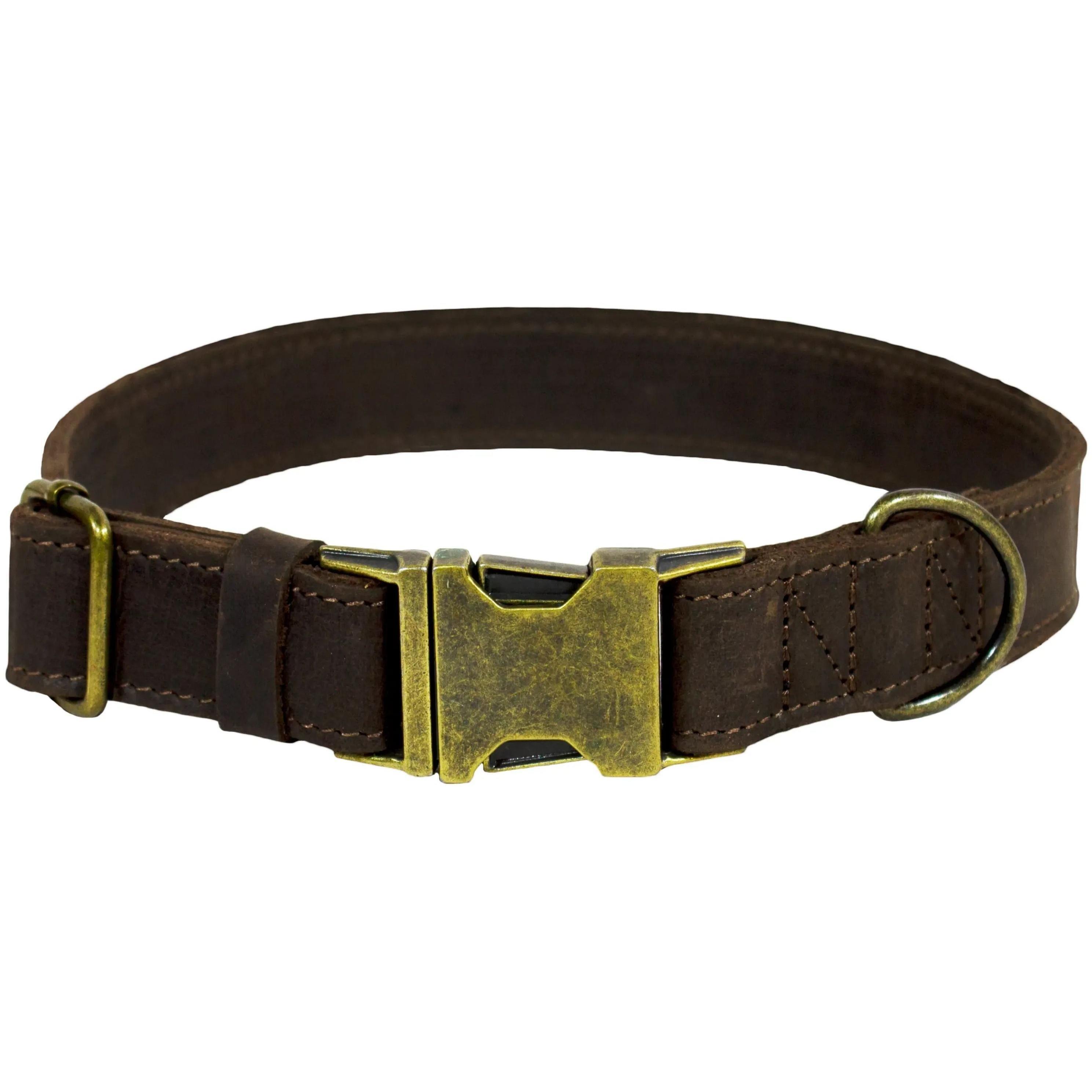 Ошейник Lucky Pet кожаный двойной фурнитура коричневый 2,5/30-40см фото 1