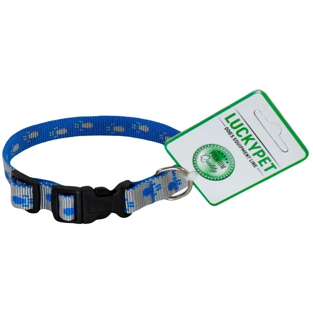 Ошейник Lucky Pet капроновый Лапки серо-голубой 1,6см/26-36см фото 1