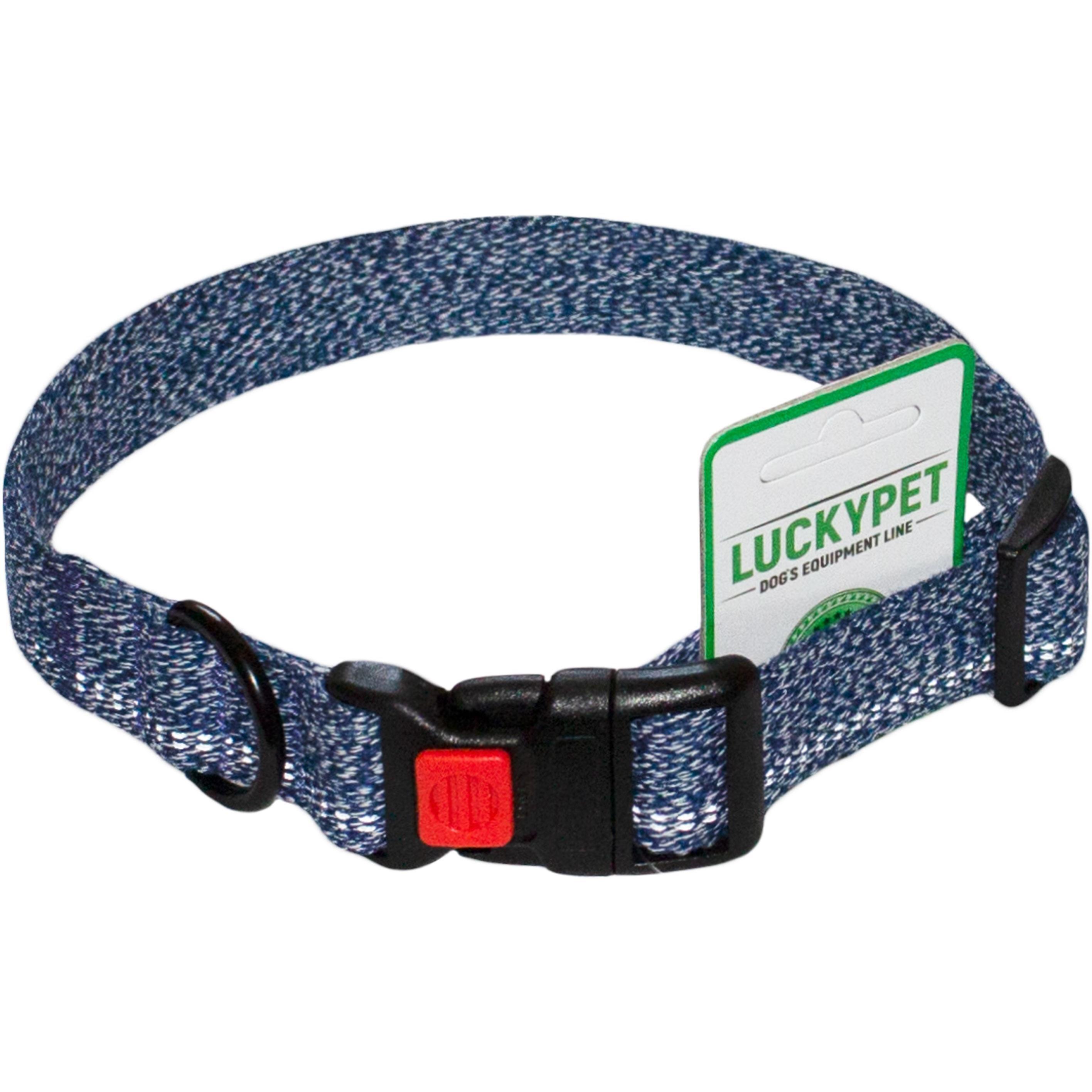 Ошейник Lucky Pet Melange одинарный с фастексом синий светоотражающий 25мм/43-66см фото 1