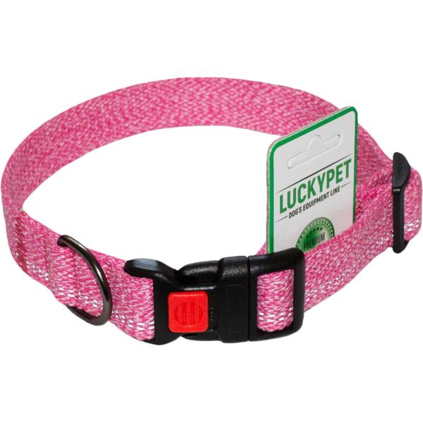 

Ошейник Lucky Pet Melange одинарный с фастексом розовый светоотражающий 25мм/43-66см