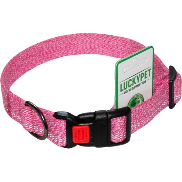 Ошейник Lucky Pet Melange одинарный с фастексом розовый светоотражающий 25мм/35-45см