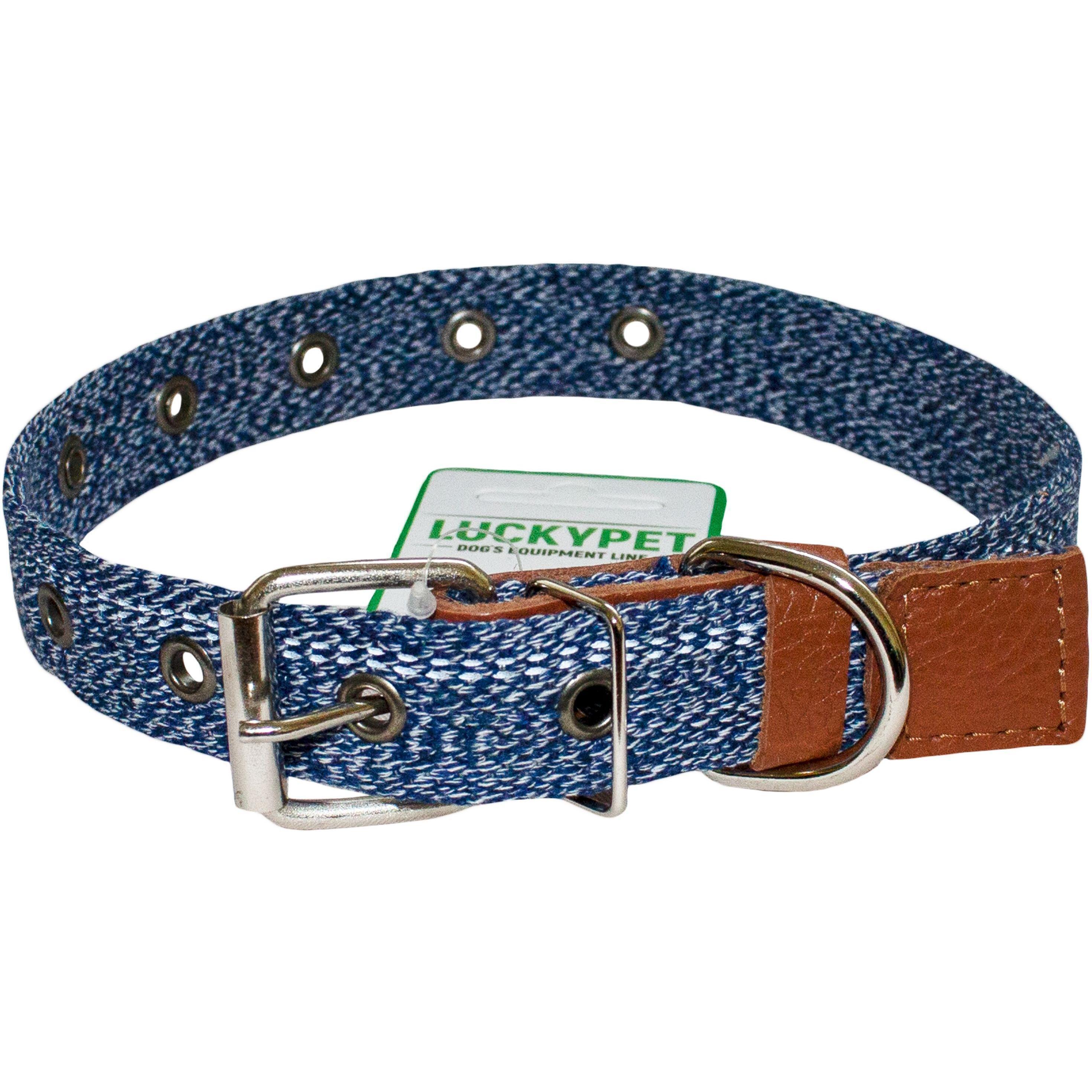 Ошейник Lucky Pet Melange одинарный синий светоотражающий 20мм/30-40см фото 1