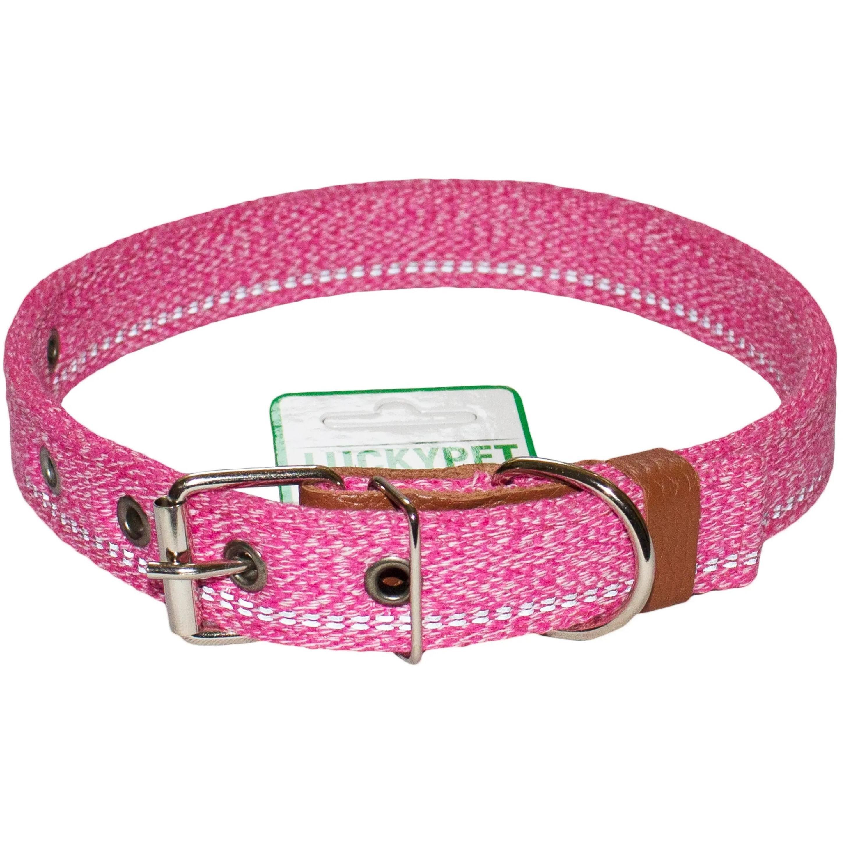 Ошейник Lucky Pet Melange двойной розовый светоотражающий 20мм/30-40см фото 1