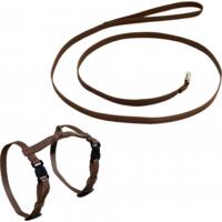 Комплект Lucky Pet поводок+шлея капроновый Н-образный коричневый 10мм/22-32см/24-35см