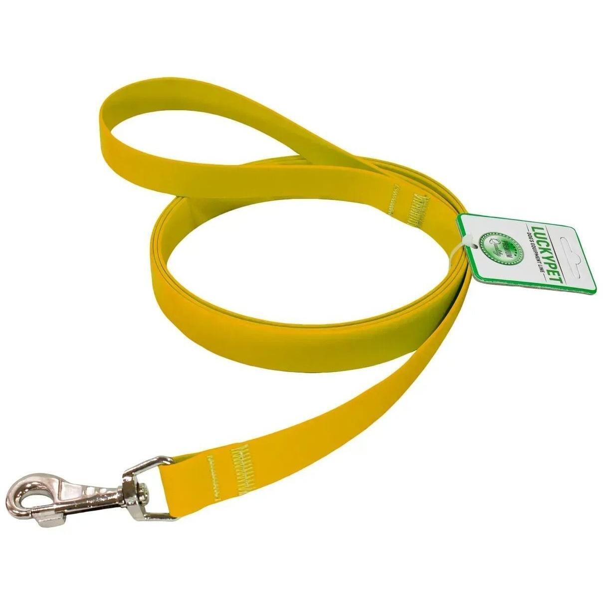 Повідець для собак Lucky Pet з водонепроникної стрічки жовтий 25мм/1,2мфото1