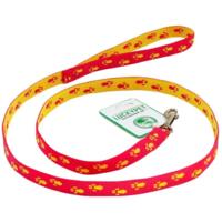 Поводок для собак Lucky Pet капроновый Лапки красно-желтый 10мм/1,2м