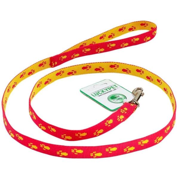 

Поводок для собак Lucky Pet капроновый Лапки красно-желтый 10мм/1,2м