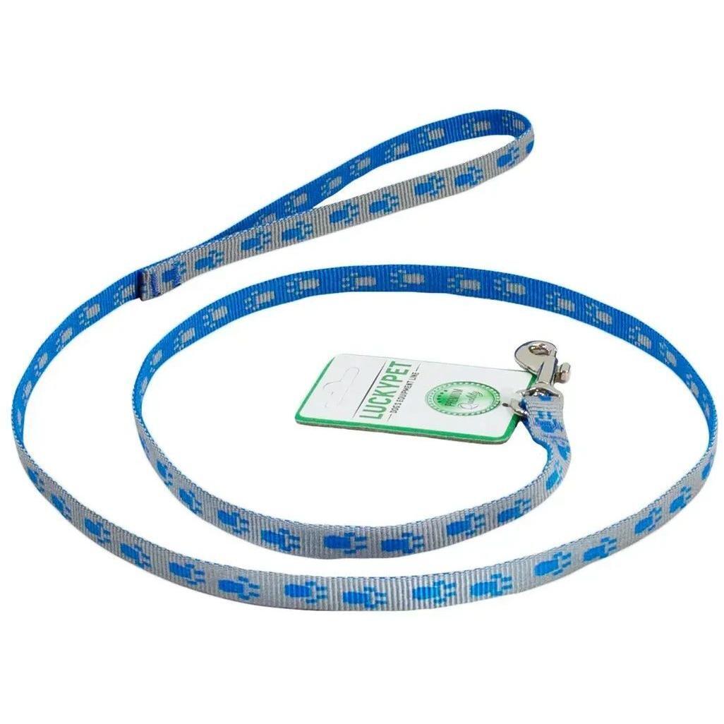 Повідець для собак Lucky Pet капроновий Лапки сіро-блакитний 10мм/1,2мфото1