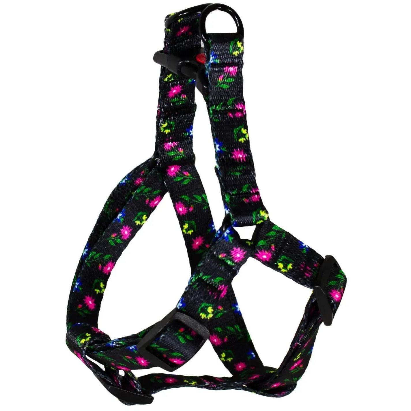 Шлея Lucky Pet капроновая Цветочная ночь 25мм/50-81см фото 1