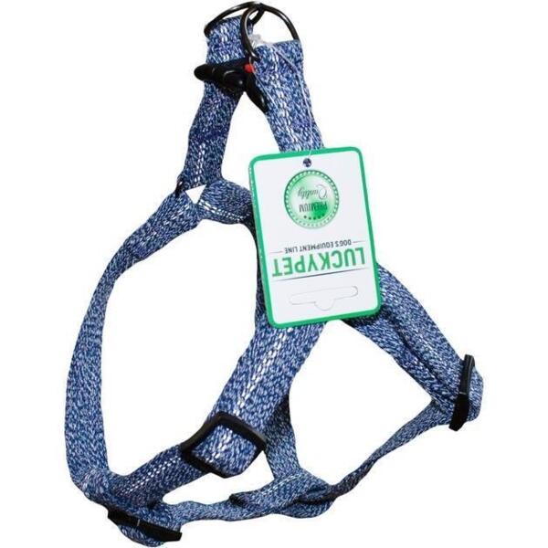 

Шлея Lucky Pet Melange прошитая с фастексом синяя светоотражающая 20мм 40-54см