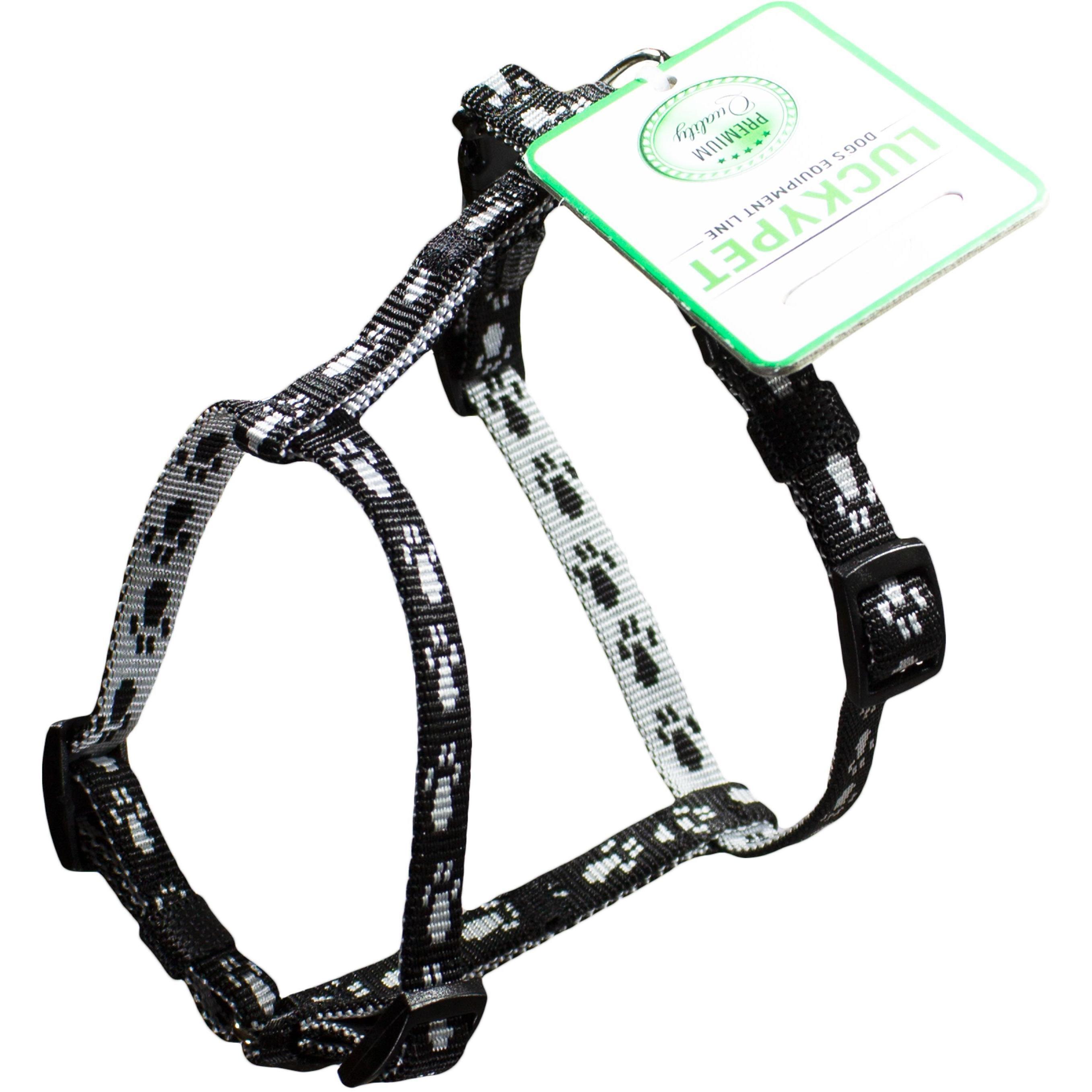 Шлея Lucky Pet капрнова Н-подібна Лапки чорно-сіра 1,0/20-29см/28-37смфото1