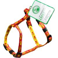 Шлея Lucky Pet капрнова Н-подібна Лапки червоно-жовта 1,6/35-52см/45-56см