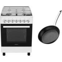 Комплект плита комбінована Ardesto FSCF-C604W + сковорода Ardesto, 24 см AR1924GBH