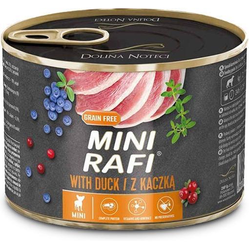 Влажный корм для собак мелких пород Dolina Noteci Rafi mini паштет с уткой голубикой и клюквой 185 г