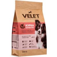 Сухий корм для собак Velet повнораціонний преміум з куркою і бурим рисом для собак середніх порід 2кг