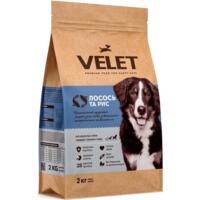 Сухий корм для собак Velet повнораціонний преміум з лососем і рисом для собак середніх і великих порід 2кг