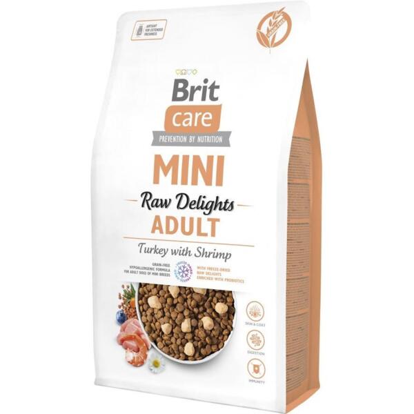 

Корм сухой для собак малых пород Brit Care Mini Raw Delights Turkey with Shrimp индейка с креветкой 2 кг