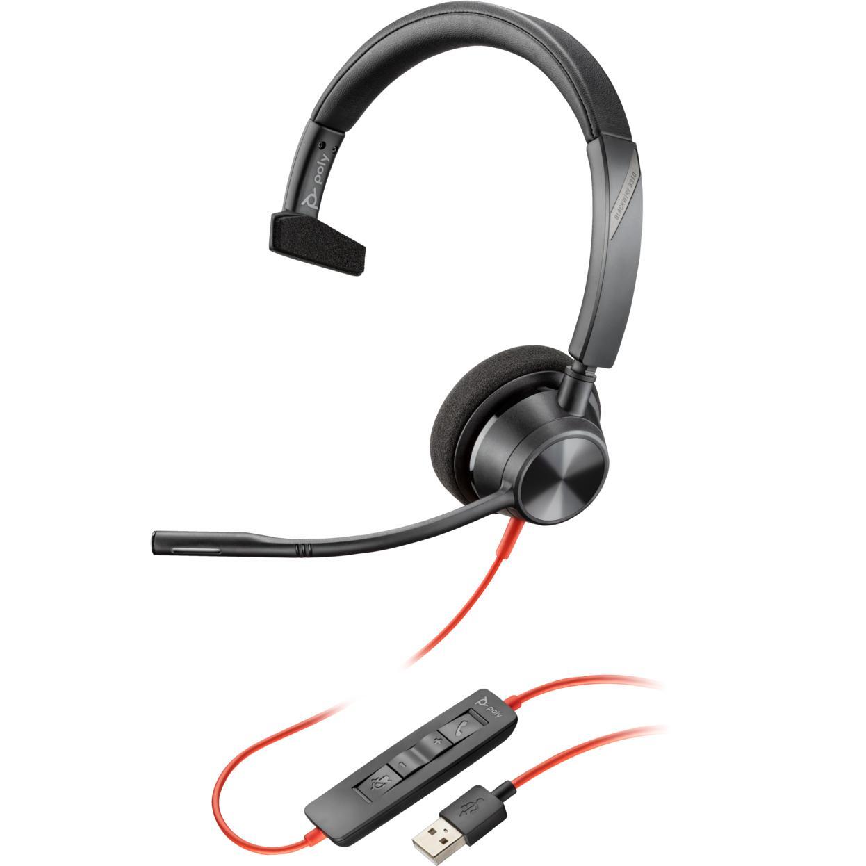 Гарнитура компьютерная моно On-ear Poly Blackwire 3310, USB-A, Black (767F7AA) фото 1