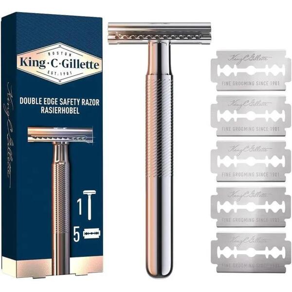 

Безопасная бритва Gillette King C с 5 сменными лезвиями
