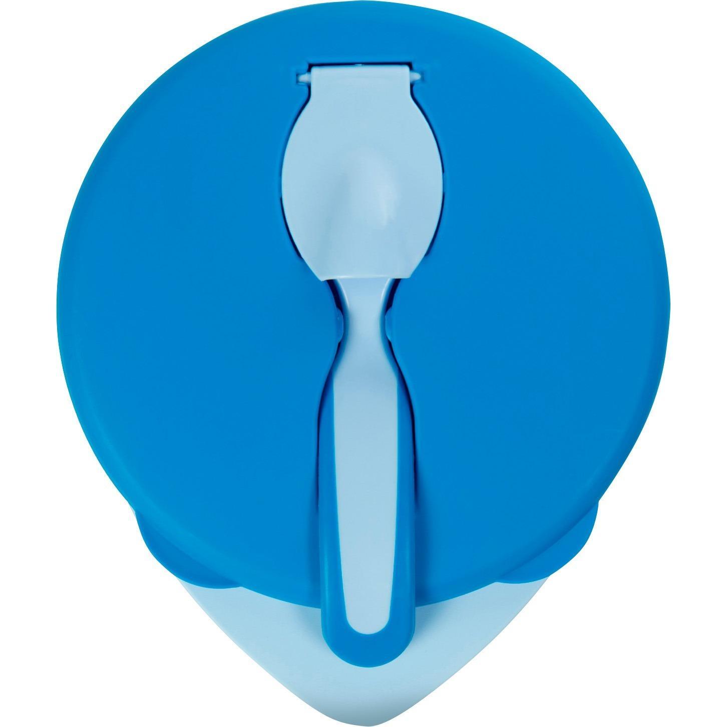 Мисочка BABOO с крышкой и ложечкой, синяя, 6+ мес (9-029)