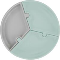 Секційна тарілка на присосці силіконова MinikOiOi Puzzle - River Green / Powder Grey (101050055)