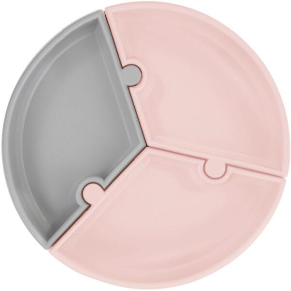 

Секционная тарелка на присоске силиконовая MinikOiOi Puzzle - Pinky Pink / Powder Grey (101050058)