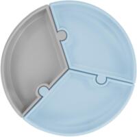 Секційна тарілка на присосці силіконова MinikOiOi Puzzle - Mineral Blue / Powder Grey (101050059)