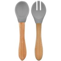 Ложка та виделка силіконові MinikOiOi Dig In - Powder Grey (101060057)