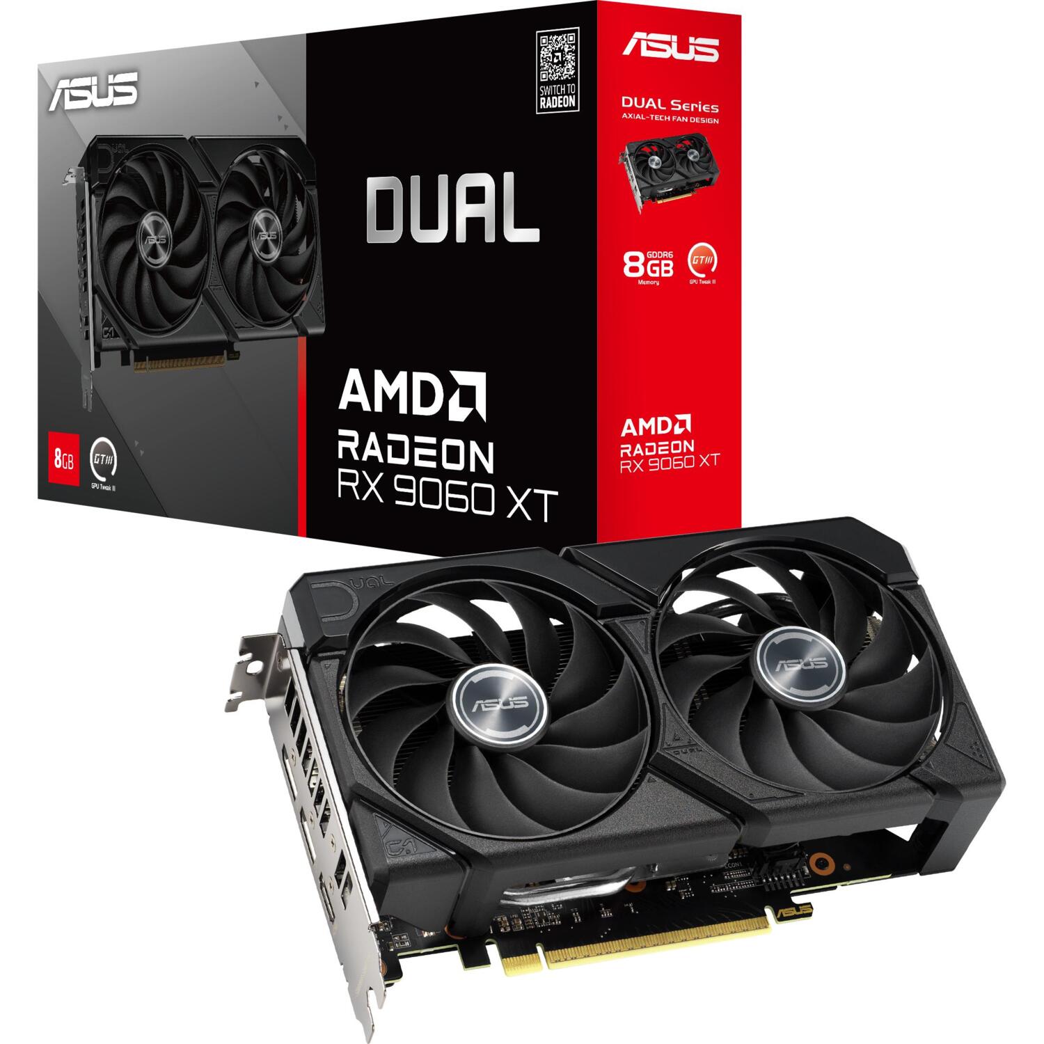 Видеокарта ASUS Radeon RX 9060 XT 8GB GDDR6 DUAL-RX9060XT-8G (90YV0MI1-M0NA00) фото